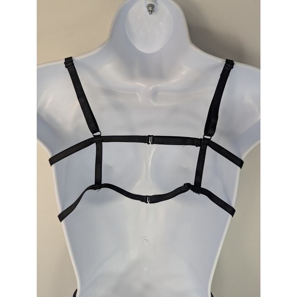 NWT Adore Me Black Sexy Strappy Underwire Venise Detail Thong Lingerie Teddy - Picture 7 of 9